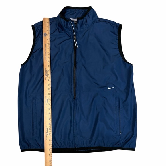 VTG Nike Navy Full Zip Windbreaker Vest Mens XL Y2K Silver Tag Swoosh - Picture 6 of 7